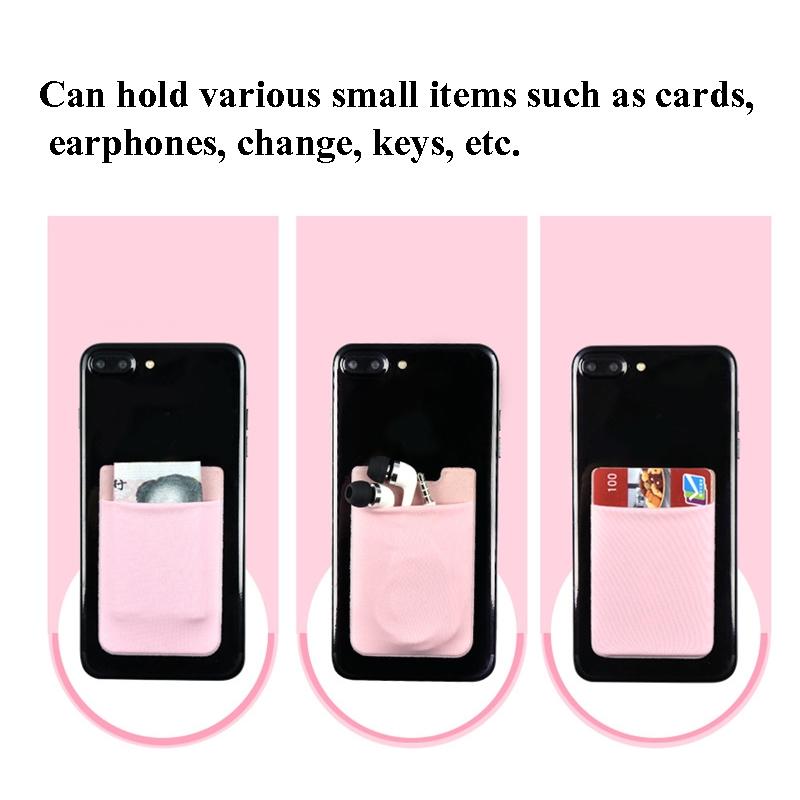 Lycra Phone Card Holder Stretch Back Sticker Wallet For Cards Bus Pass Bank Fits Most Phones - Black