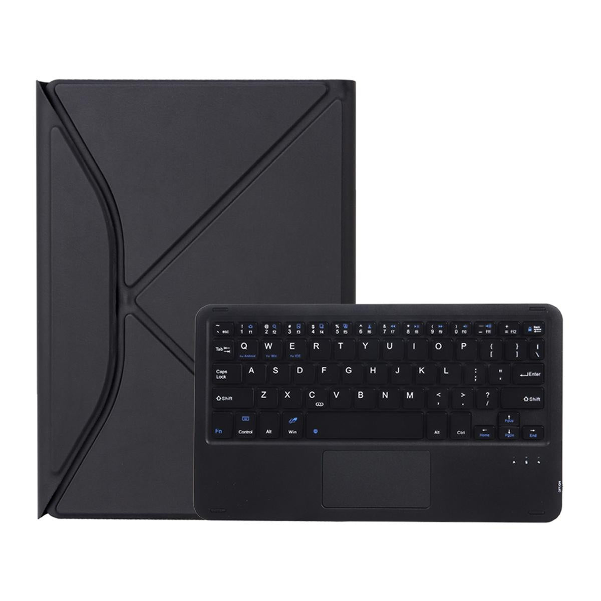 Bluetooth Keyboard Leather Tablet Case With Pen Slot And Touchpad - Black