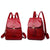 Leather Travel Backpack - Anti-theft Compact - Red