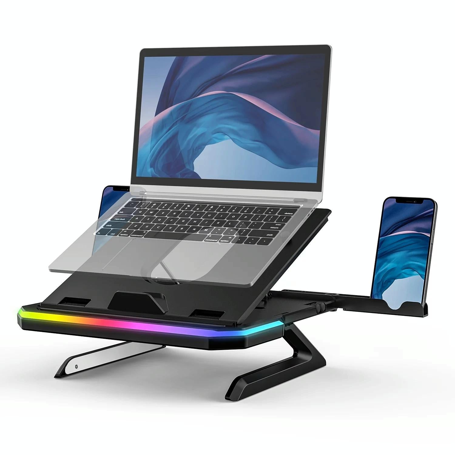 Adjustable Laptop Stand with 9 Levels of Lighting - Black