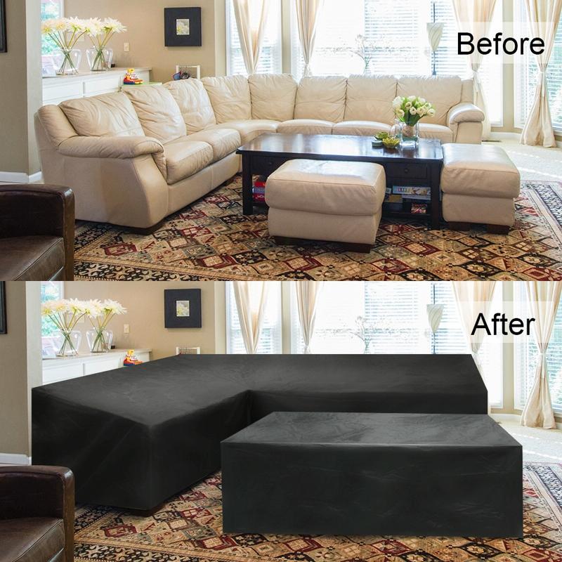 215x215x87cm Black Outdoor Corner Sofa Table Cover for Garden Furniture