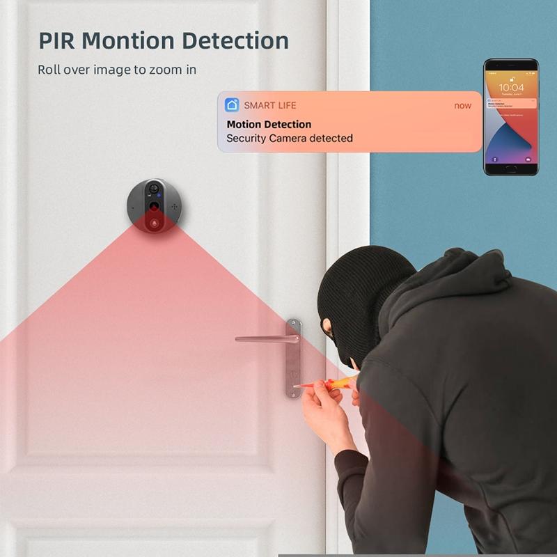 4.3 Inch Colour Screen Graffiti Hidden 1080P Wifi Smart Cat Eye Video Doorbell - Black