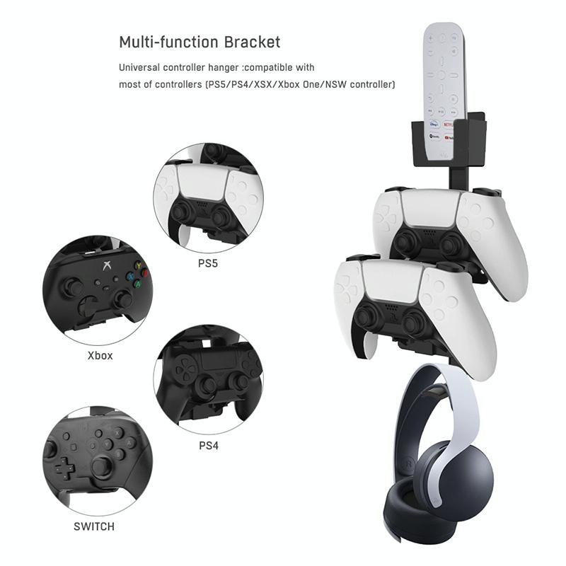 Multi-platform Earphone Wall Hook with Remote Control for Gaming Consoles - White