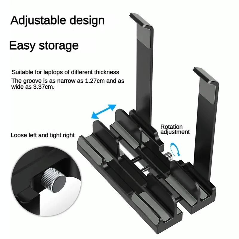 Versatile Laptop Stand with Storage and Cooling - Desktop Heightening Rack - Black