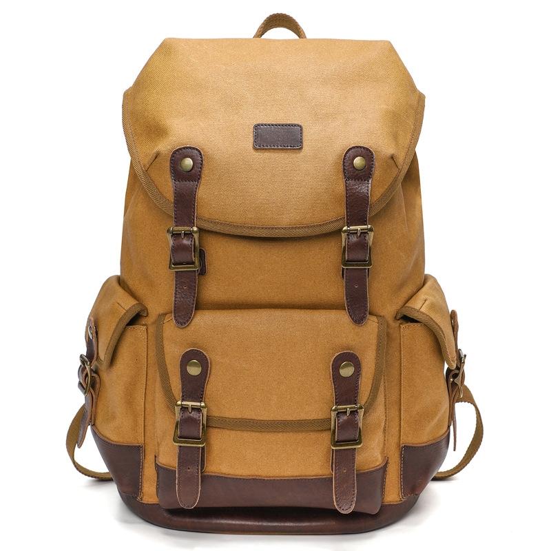 Travel-ready Retro Canvas Backpack - Spacious Design - Gray