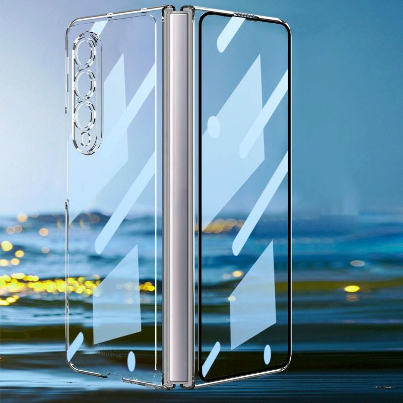 For Samsung Galaxy Z Fold4 5G Full Coverage Electroplated Glass Case - Transparent