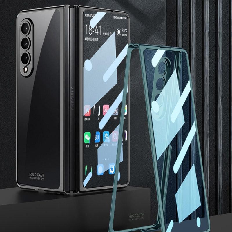For Samsung Galaxy Z Fold4 5G Full Coverage Electroplated Glass Case - Transparent