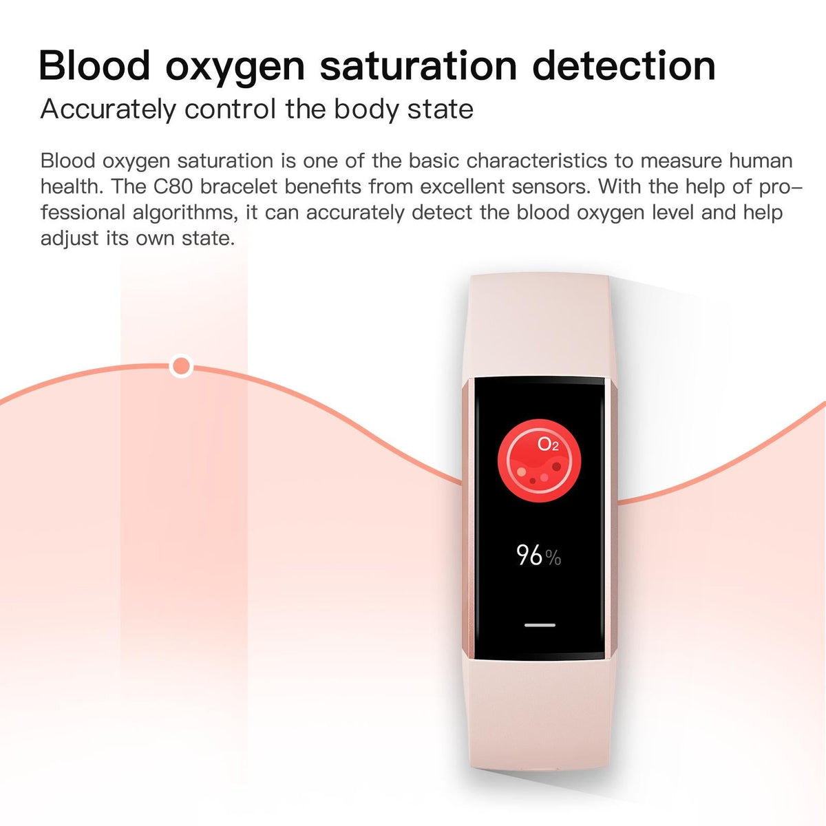 Waterproof C80 Fitness Tracker - Ip67 - White