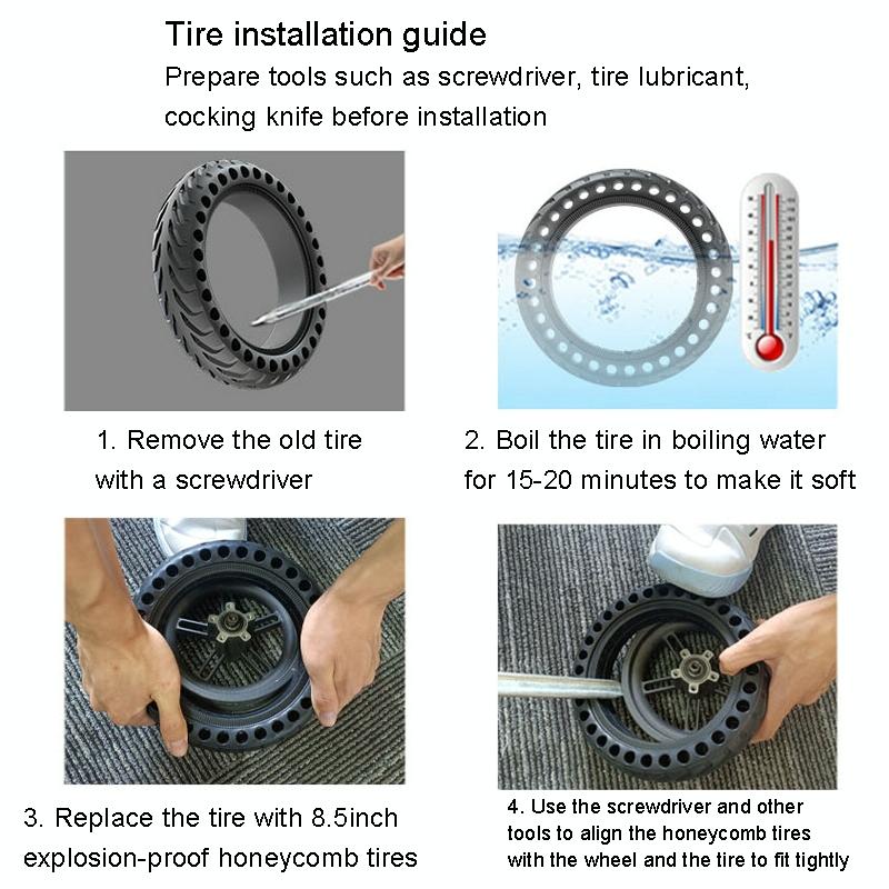 Xiaomi M365 / M365 Pro Electric Scooter Tire - 8 Inch Non-slip Honeycomb Black