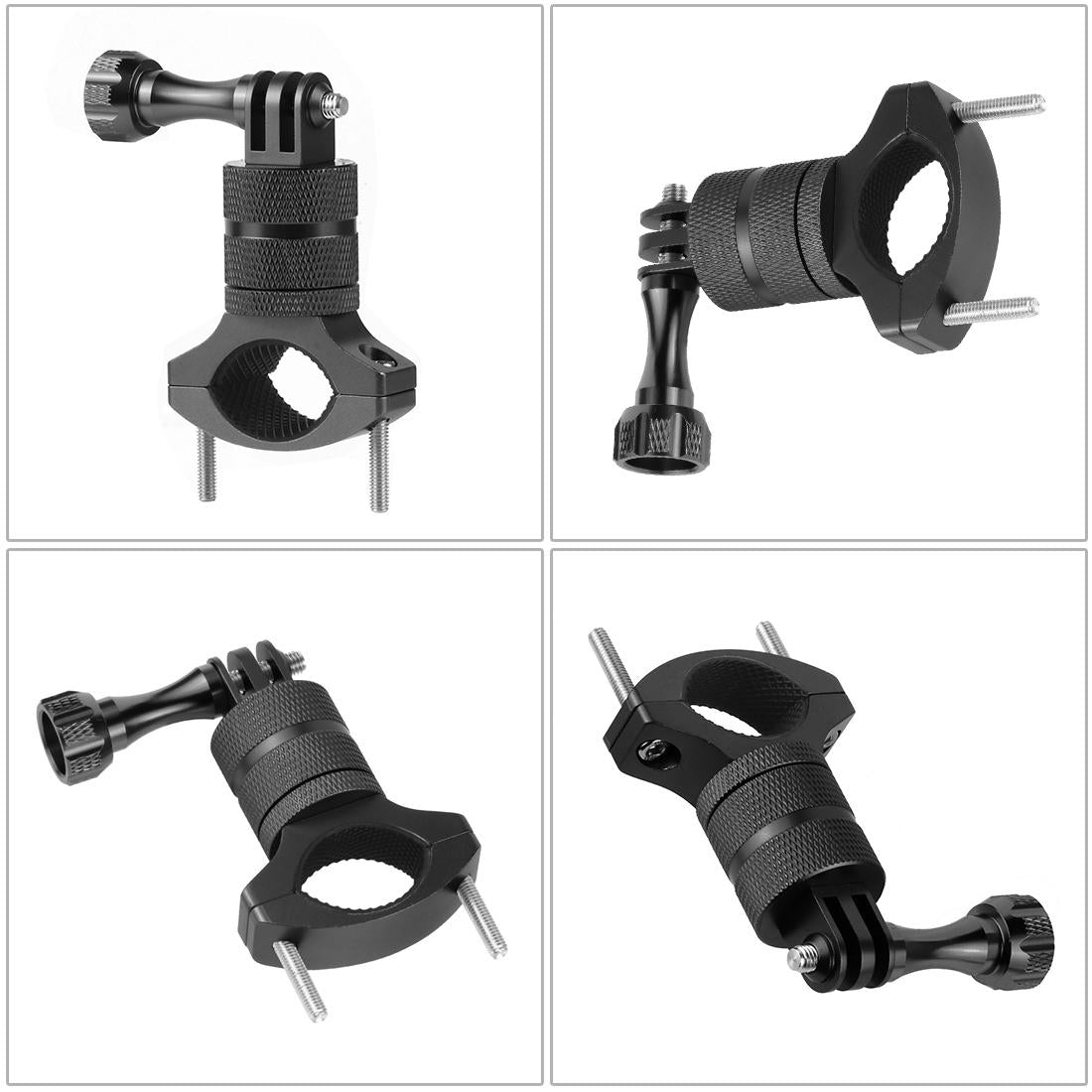 Action Camera Bicycle Mounting Bracket - Aluminum Alloy Clip - Black