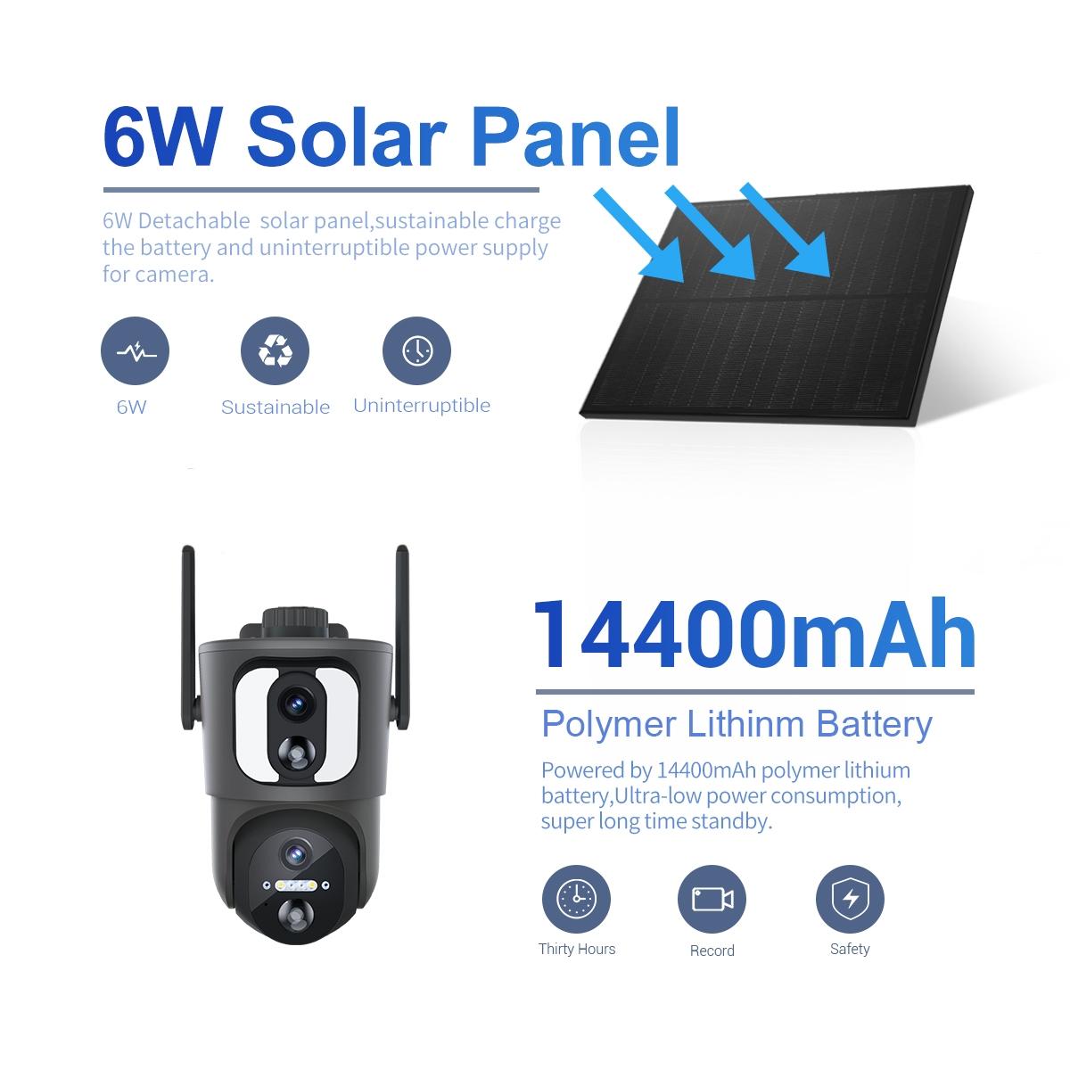 2Mp Solar Wifi Camera With Two-Way Voice & Alarm Recording - Black Binocular