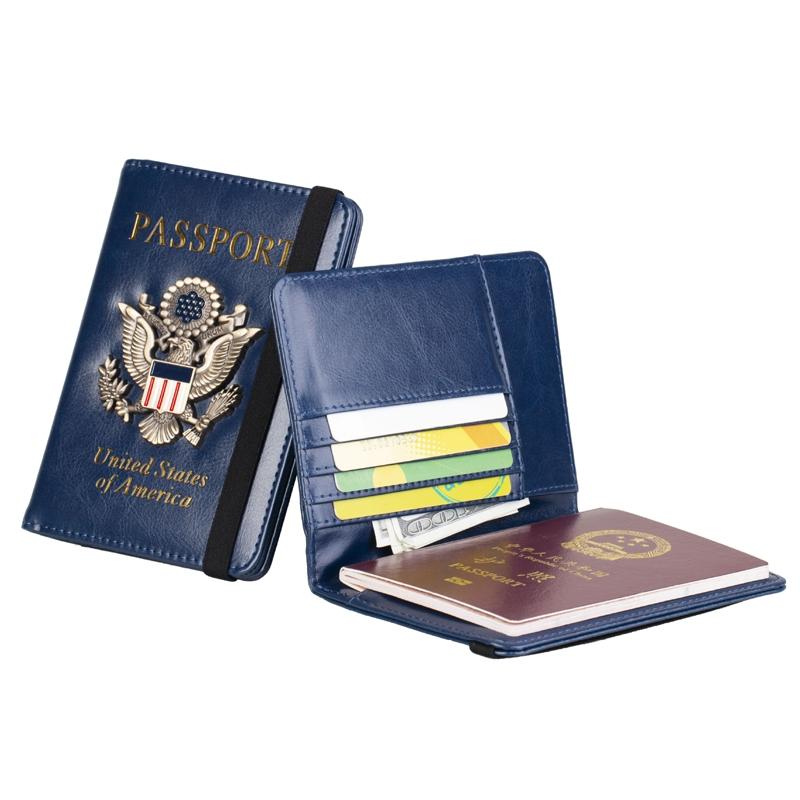 Multi Card Passport Holder Anti Magnetic Wallet - Blue