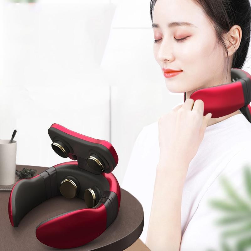 4-Head Neck Massager With Pulse Technology Red