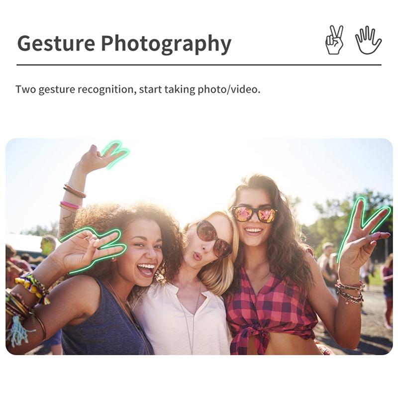 Desktop Gimbal Stabilizer with Fill Light and Selfie Stick - Black