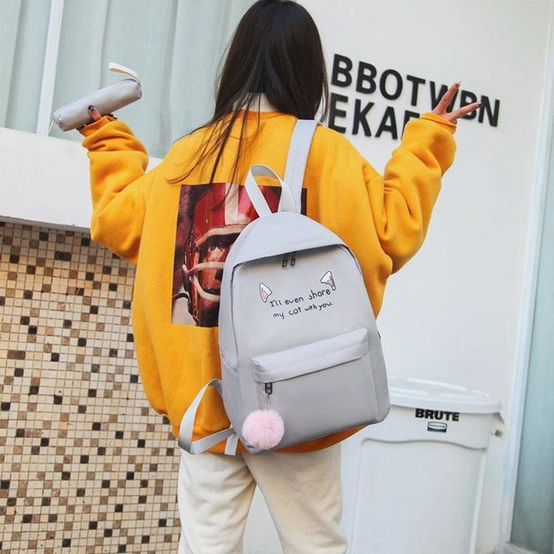 Versatile 4-piece Travel Backpack Set - Light Grey