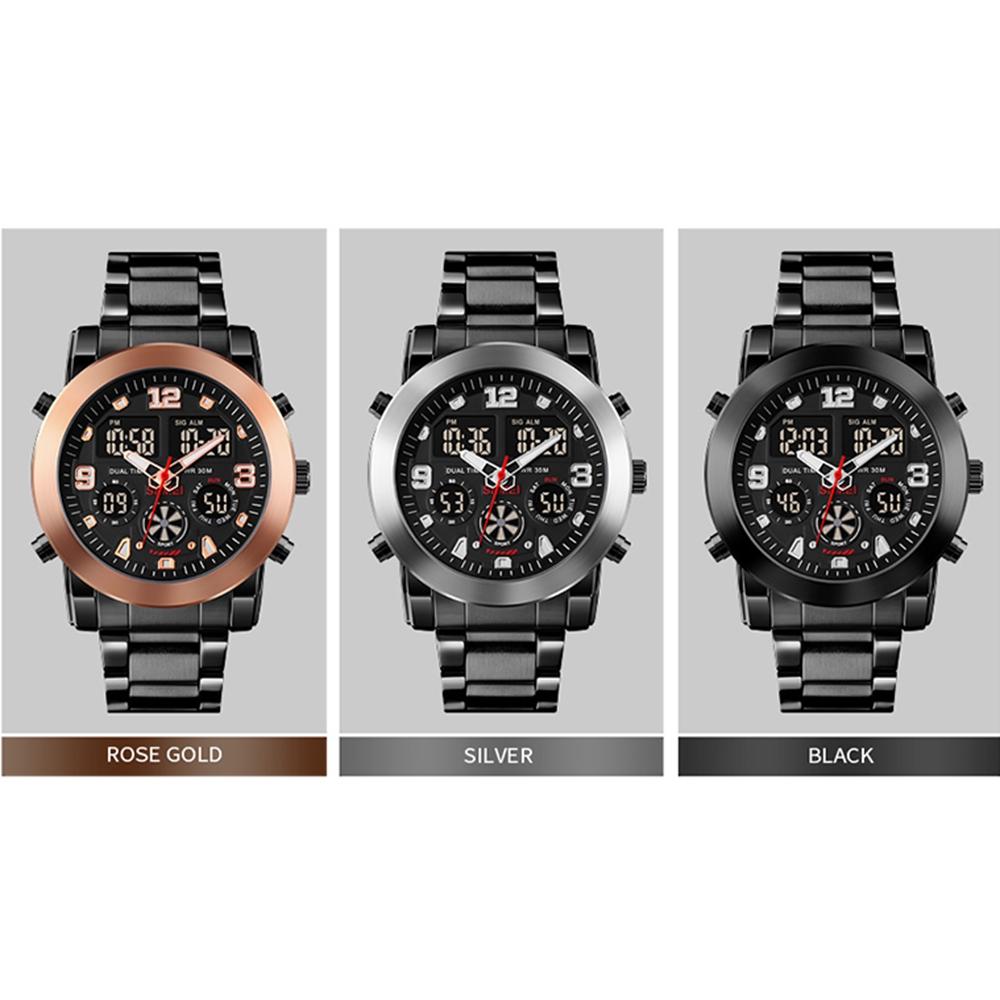 Triple Display Luminous Digital Watch - 1642 - Rose Gold