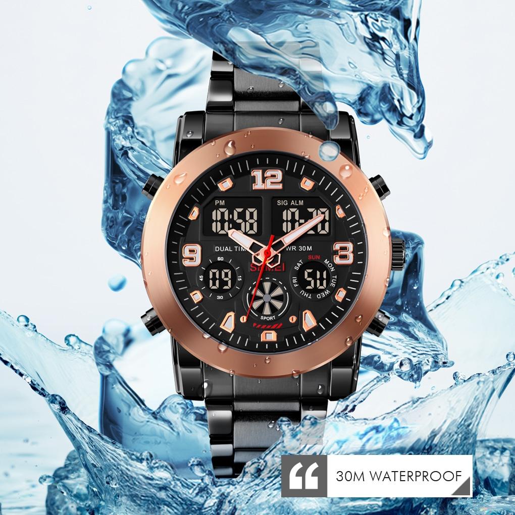 Triple Display Luminous Digital Watch - 1642 - Rose Gold