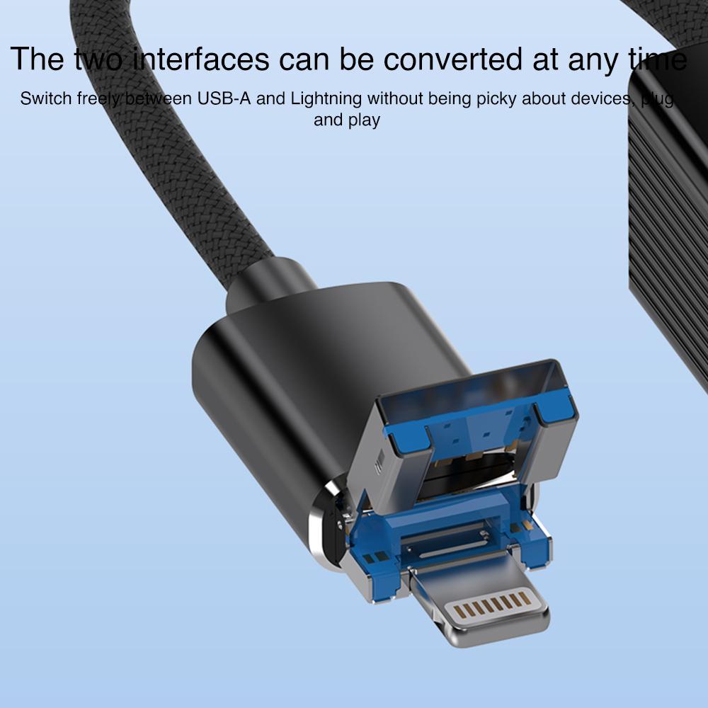 8 Pin To Type-C Rj45 Usb-A Hub Converter - Black