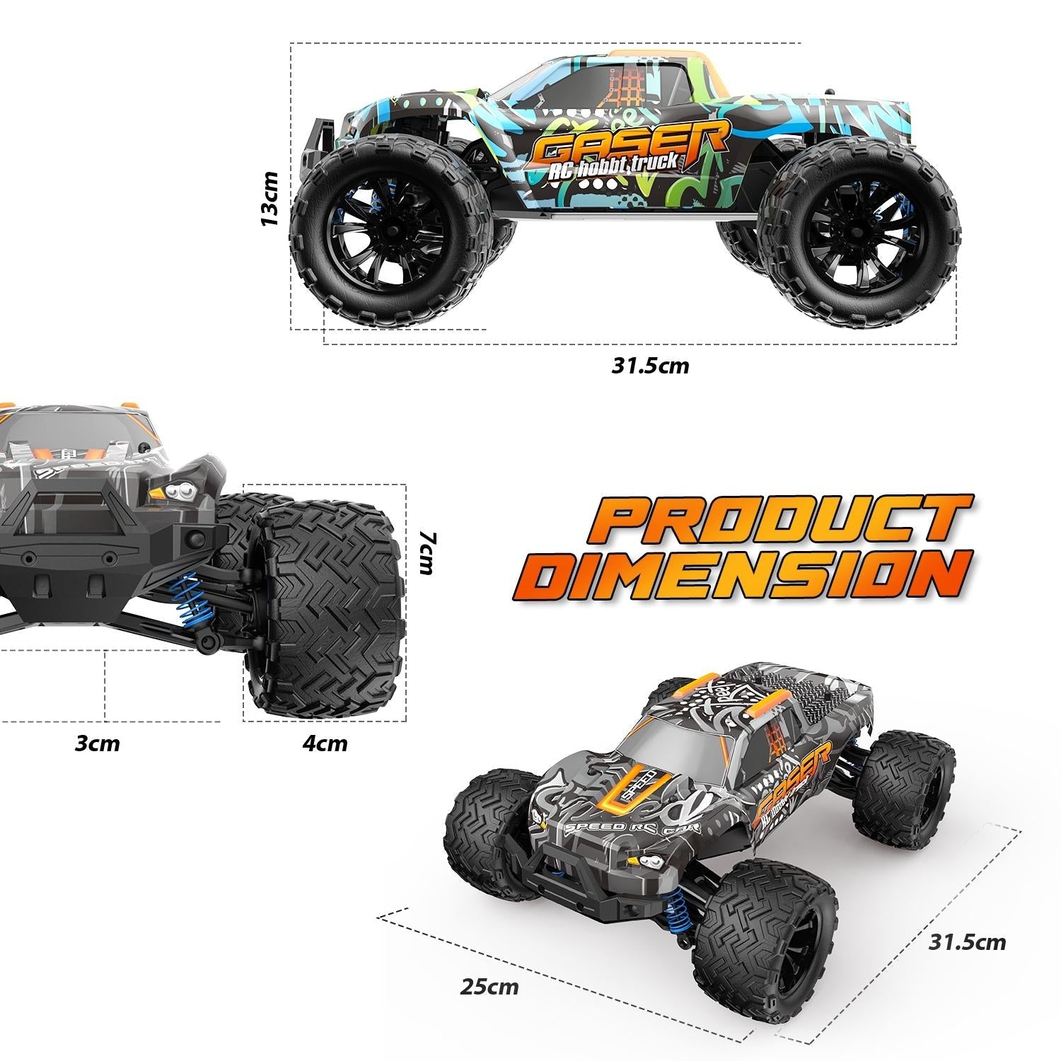 High Speed 4wd Rc Car - 1 14 Scale - Graffiti Black