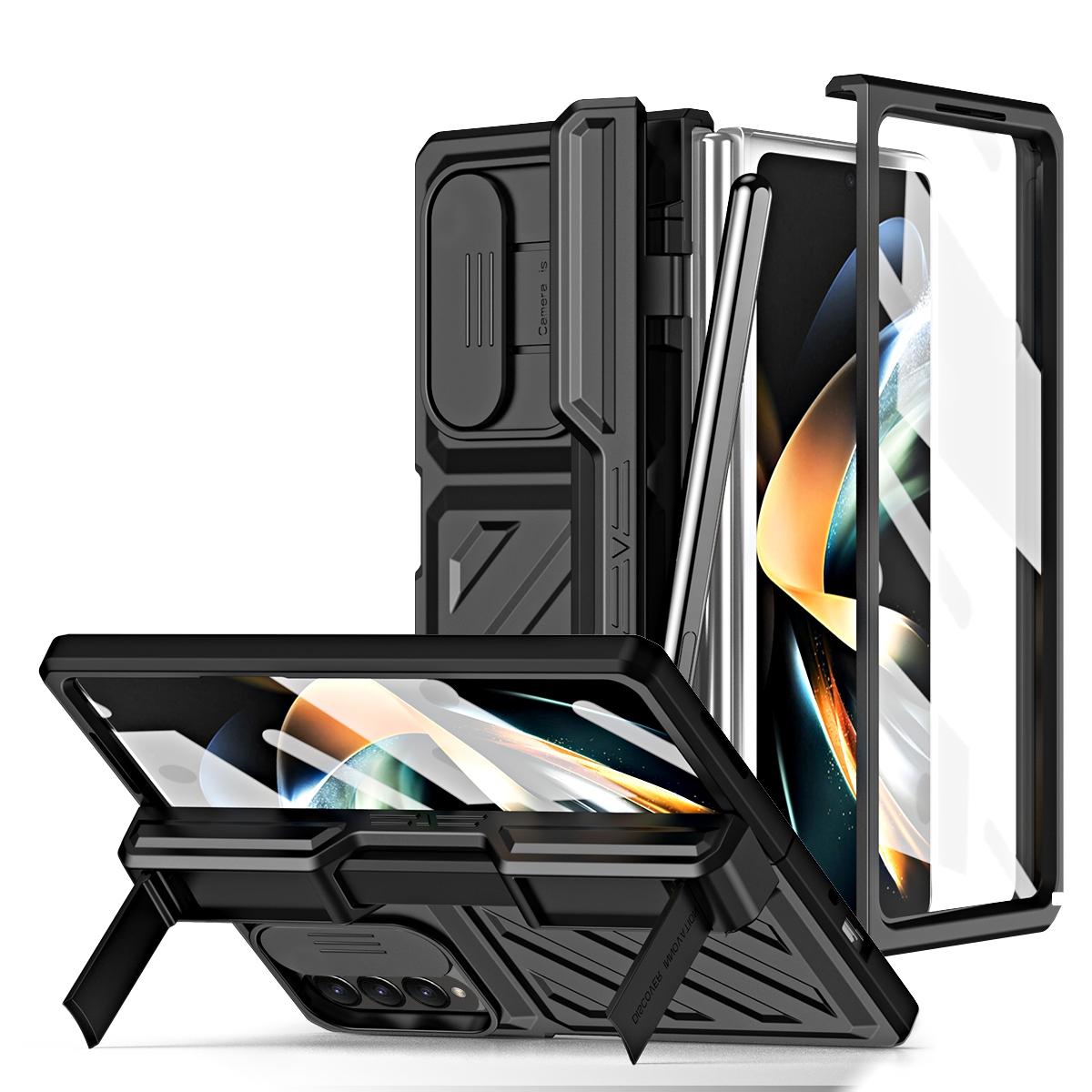 For Samsung Galaxy Z Fold4 5G Shockproof Tpu Pc Case With Pen - Black