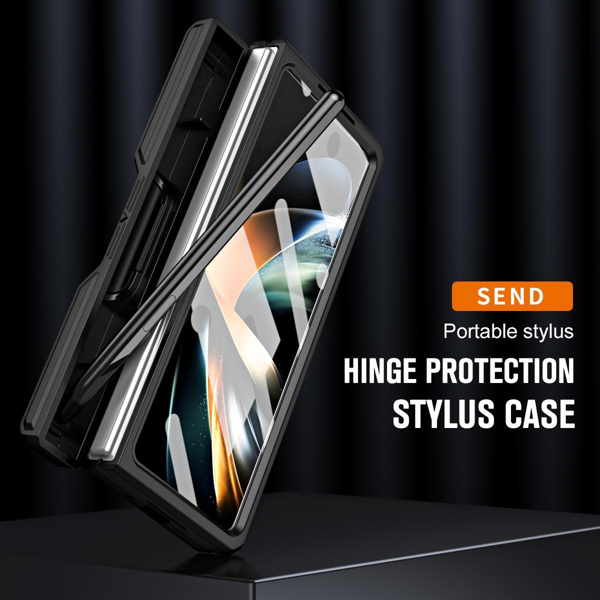 For Samsung Galaxy Z Fold4 5G Shockproof Tpu Pc Case With Pen - Black