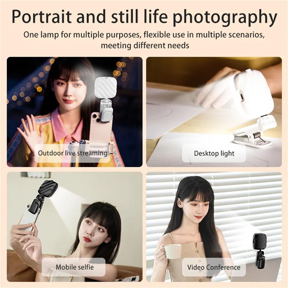 Usb Charging Led Beauty Fill Light for Mobile Phone Live Camera - Black