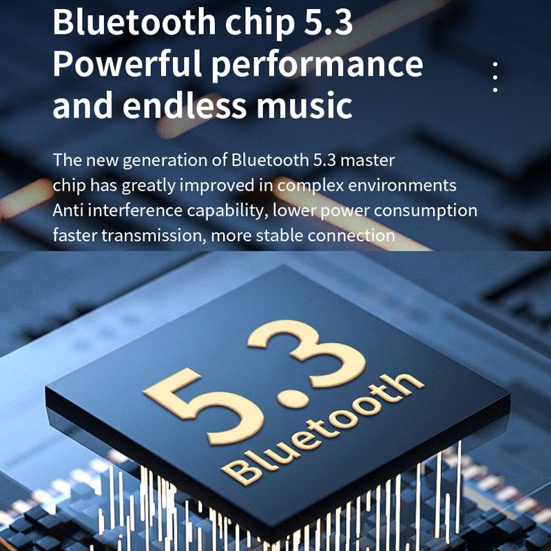 Wireless Earphones with Digital Display and Charging Case - Black