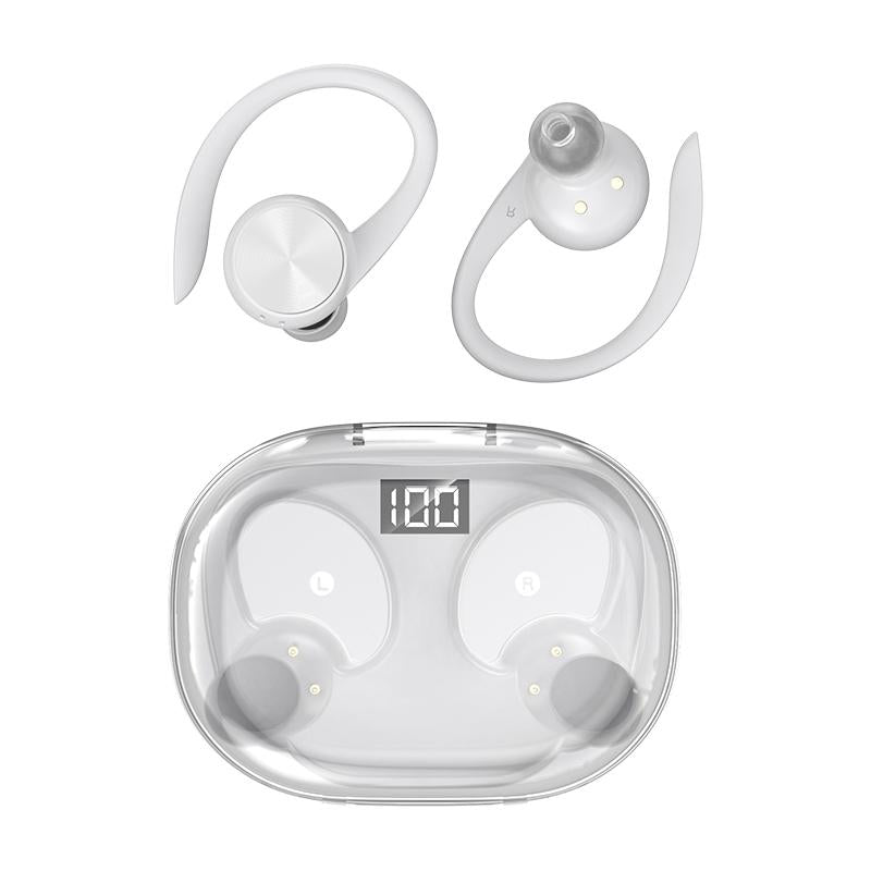 Wireless Earphones with Digital Display and Charging Case - Black