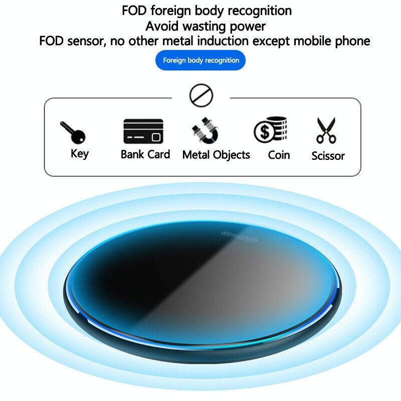15W Round Acrylic Mirror Wireless Charger - Black