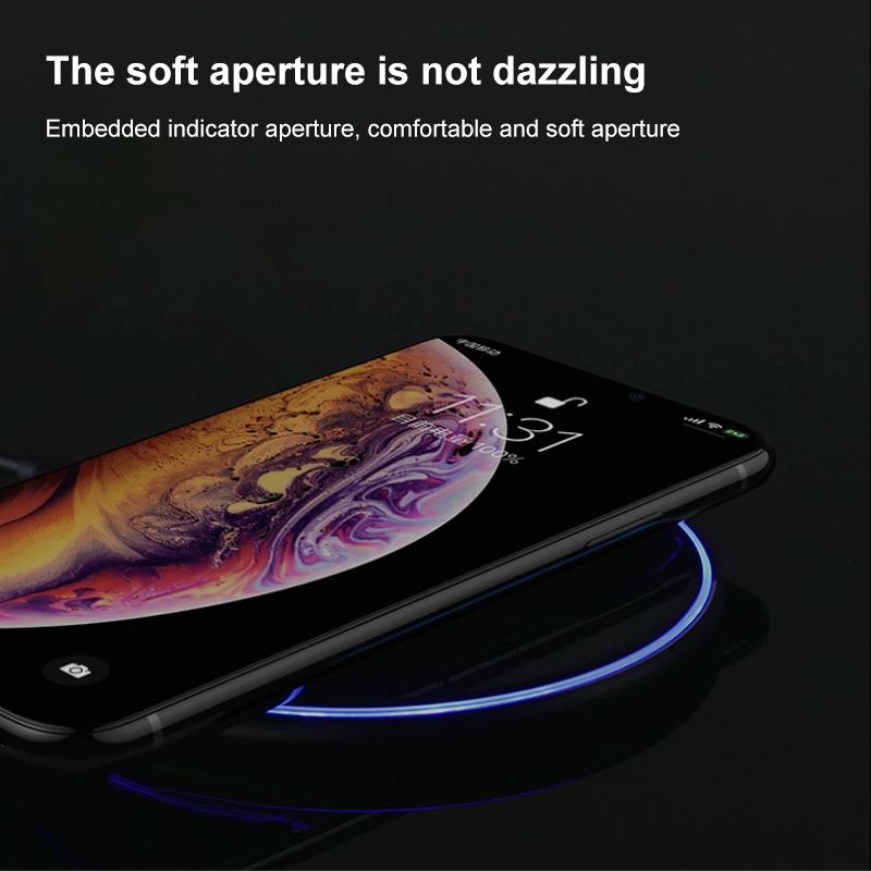 15W Round Acrylic Mirror Wireless Charger - Black