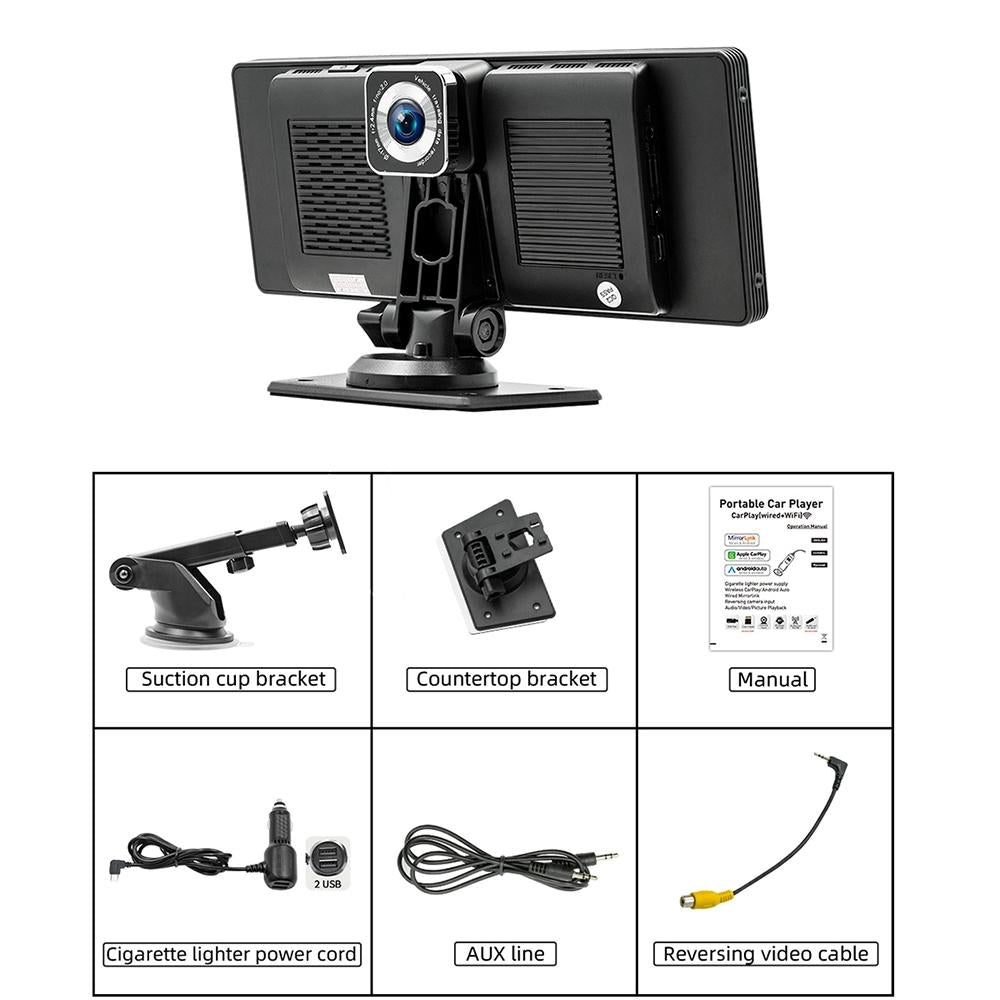 10.26 Inch Car Mp5 Player With Driving Recorder - Carplay / Android Auto Black