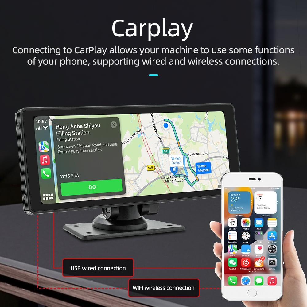 10.26 Inch Car Mp5 Player With Driving Recorder - Carplay / Android Auto Black