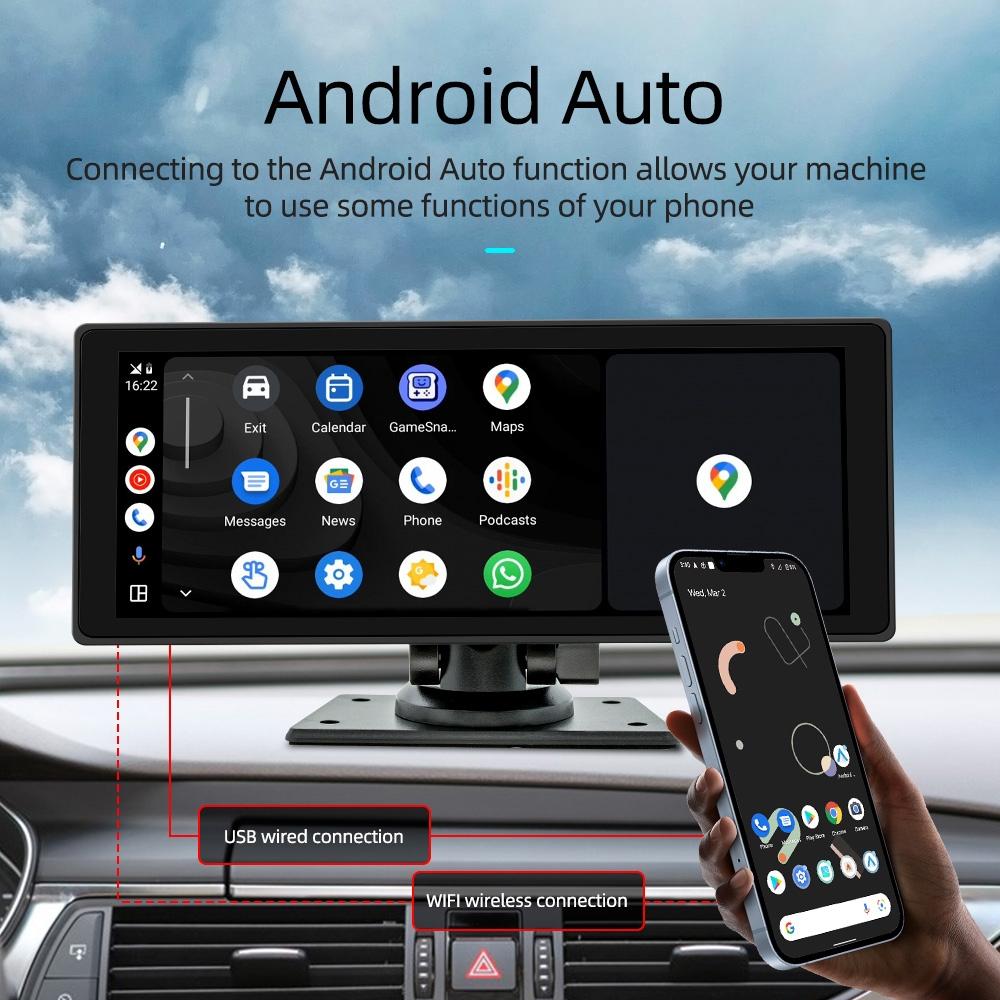 10.26 Inch Car Mp5 Player With Driving Recorder - Carplay / Android Auto Black