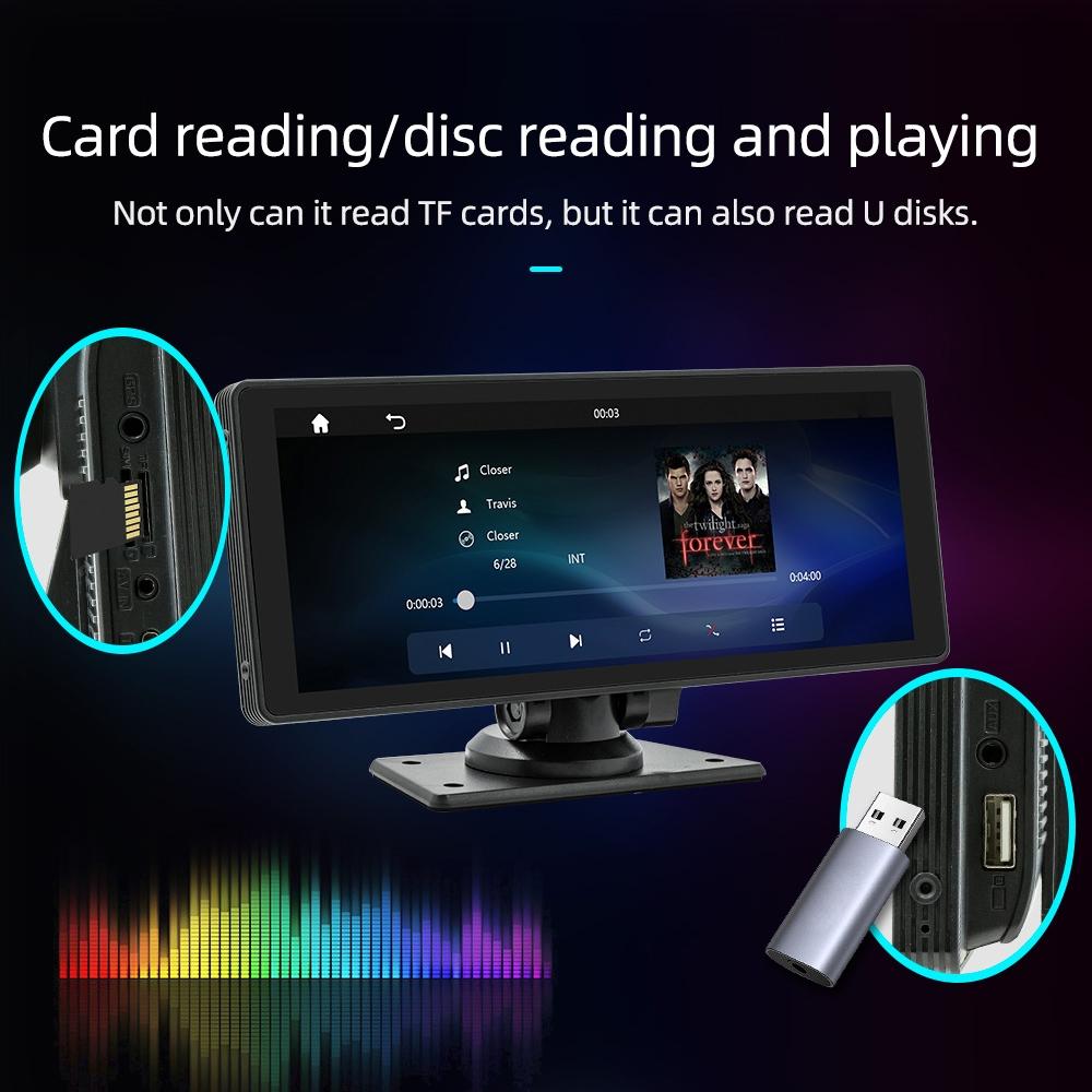 10.26 Inch Car Mp5 Player With Driving Recorder - Carplay / Android Auto Black