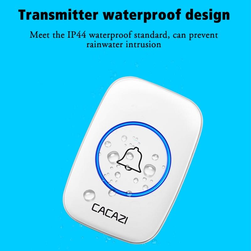 Wireless Waterproof Smart Doorbell - 2 Battery Options - White