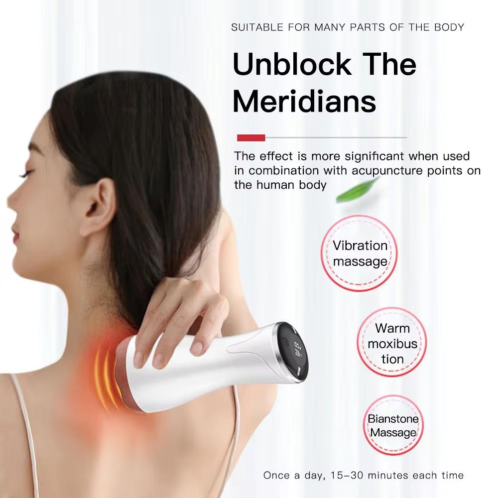 9-Speed Electric Hot Compress Massager For Whole Body Gua Sha - Red