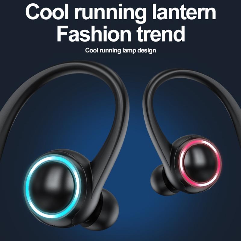 Wireless Hanging Ear Sports Earphone with True Sound - Black