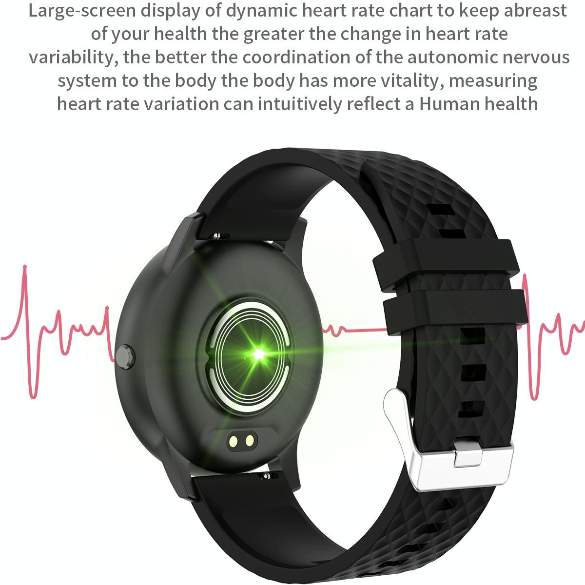 1.75 Inch Hd Round Screen Silicone Strap Smart Sports Watch - Black