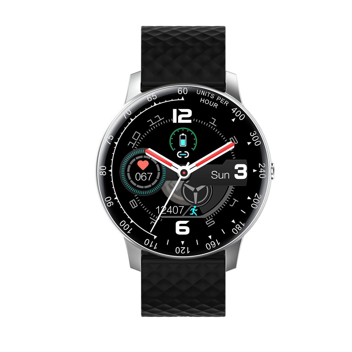 1.75 Inch Hd Round Screen Silicone Strap Smart Sports Watch - Black