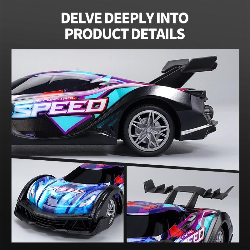 Remote Control Racing Car with Colourful Lights 4wd - Blue
