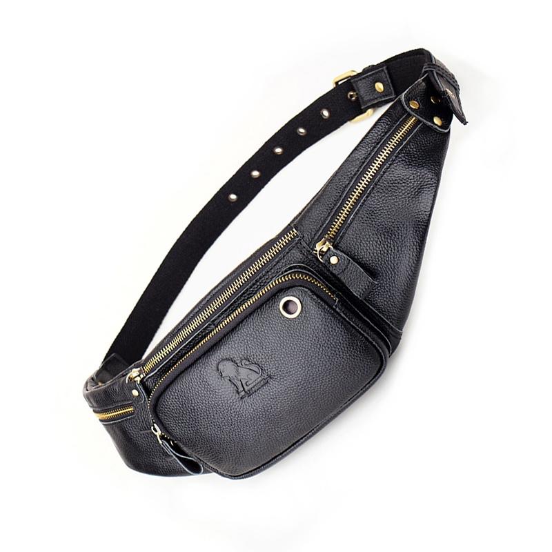 Vintage Leather Waist Bag For Men - Black