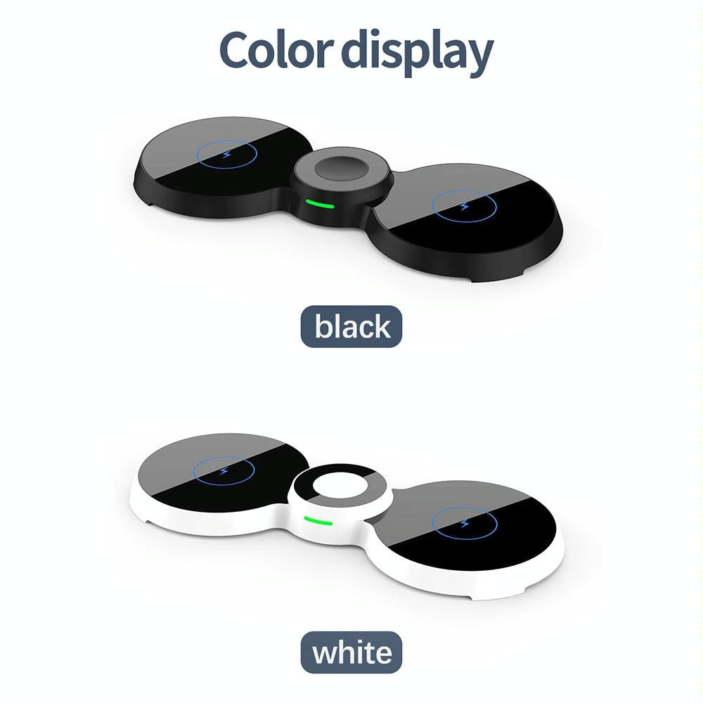 15W 3 In 1 Magnetic Wireless Charger For Phones Watch & Airpods - Black