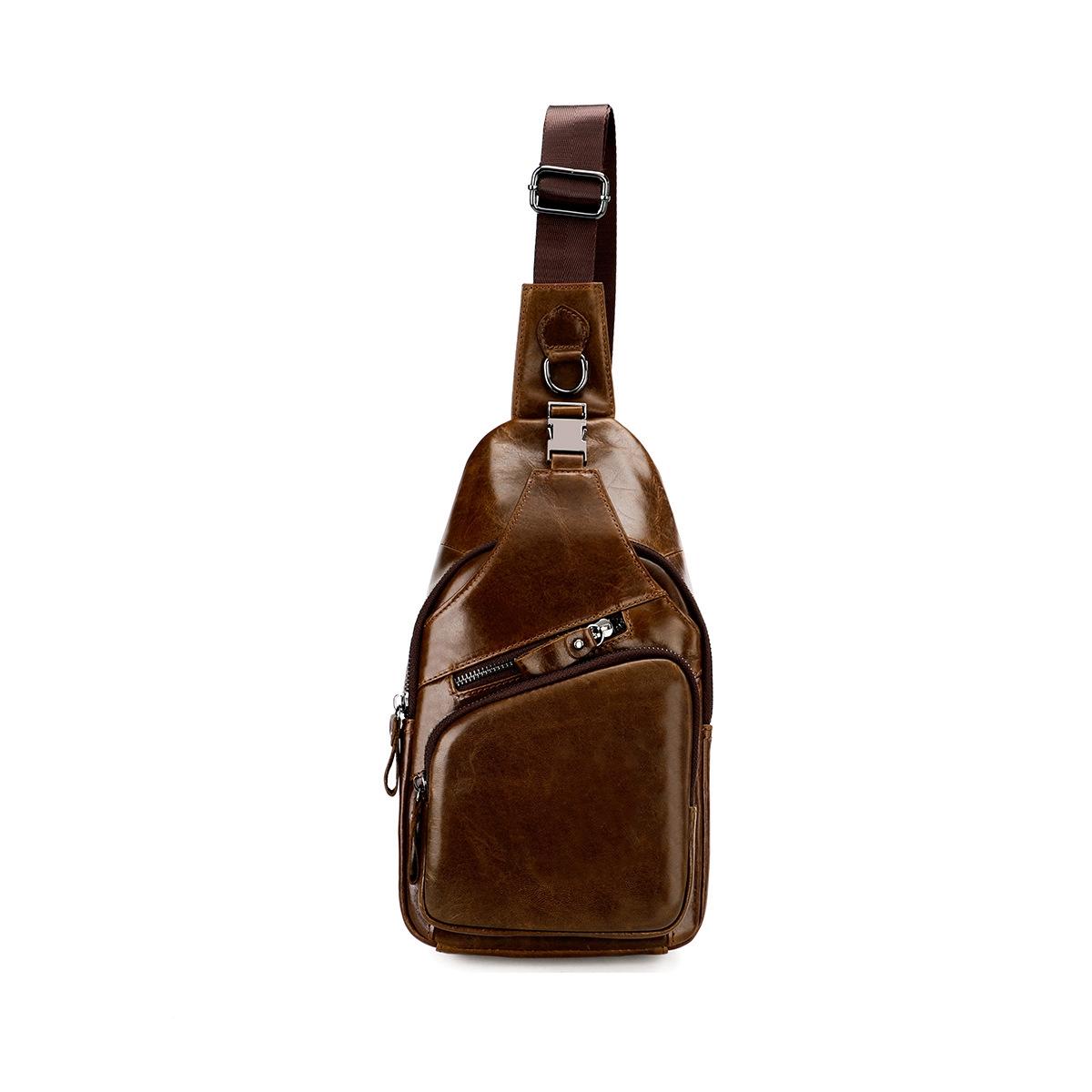 Retro Leather Chest Bag For Men - Coffee