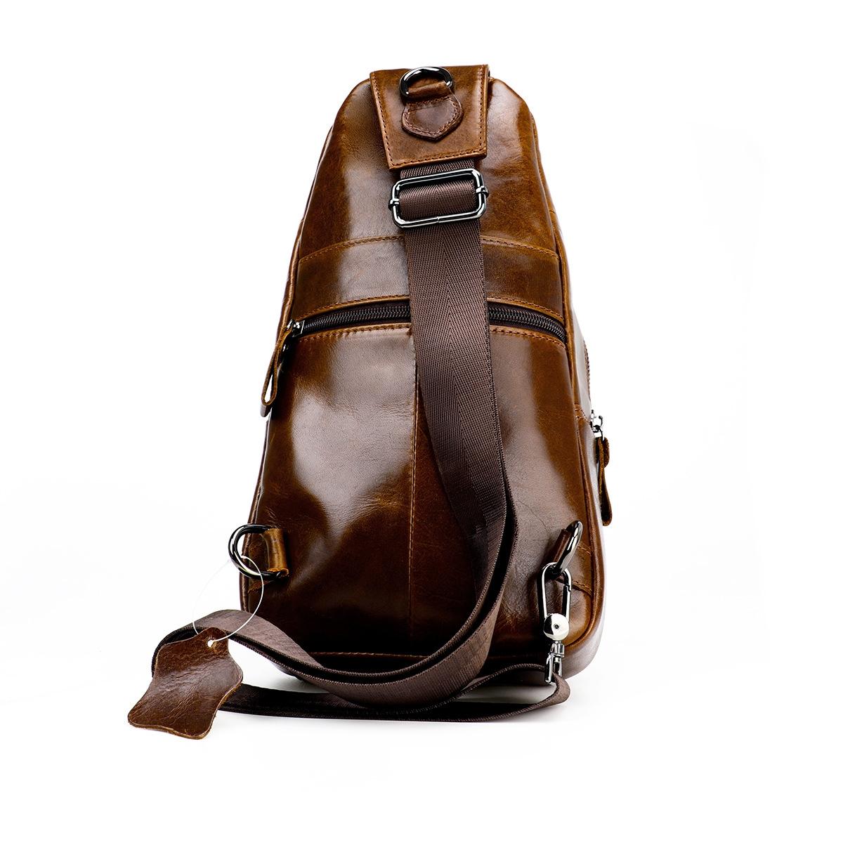 Retro Leather Chest Bag For Men - Coffee