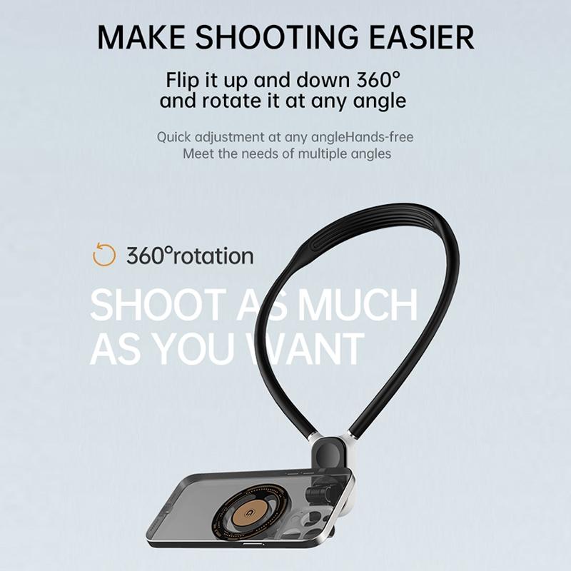 Versatile Magnetic Neck Holder for Phones and Action Cameras - Black