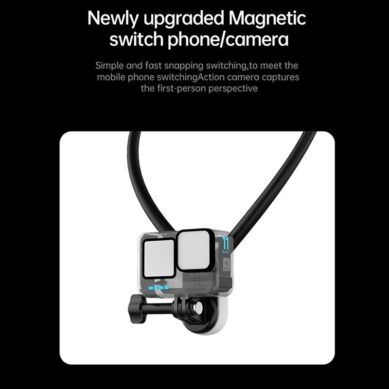 Versatile Magnetic Neck Holder for Phones and Action Cameras - Black