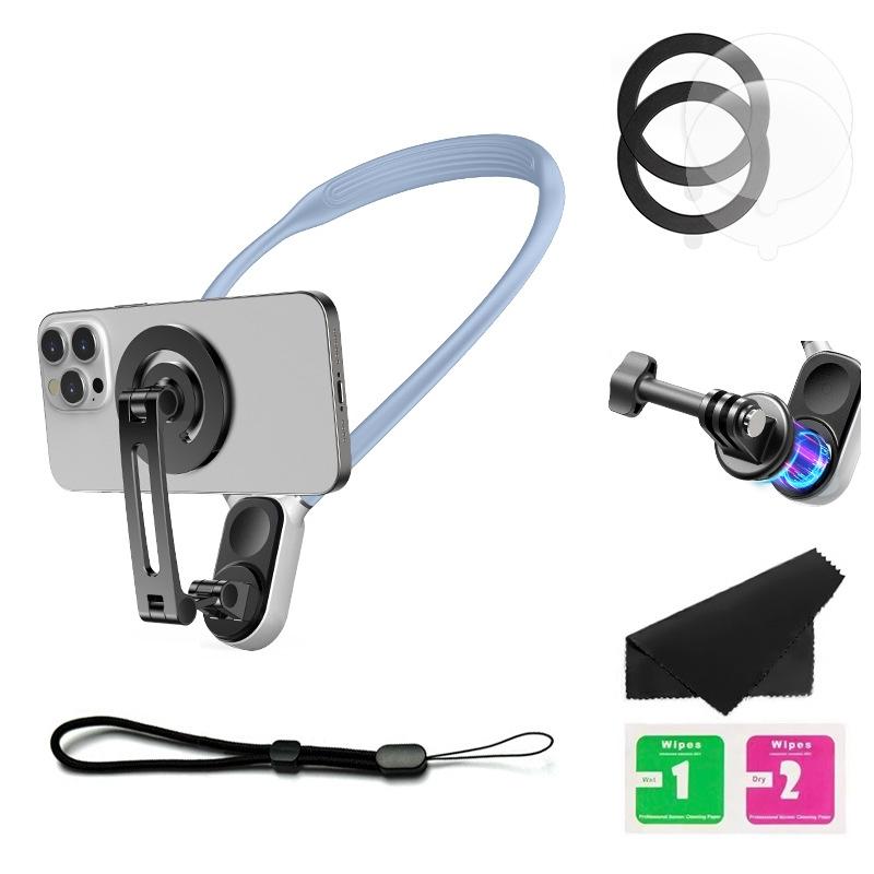 Versatile Magnetic Neck Holder for Phones and Action Cameras - Black