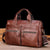 Large Capacity Retro Cowhide Briefcase - Coffee
