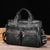Large Capacity Retro Cowhide Briefcase - Coffee