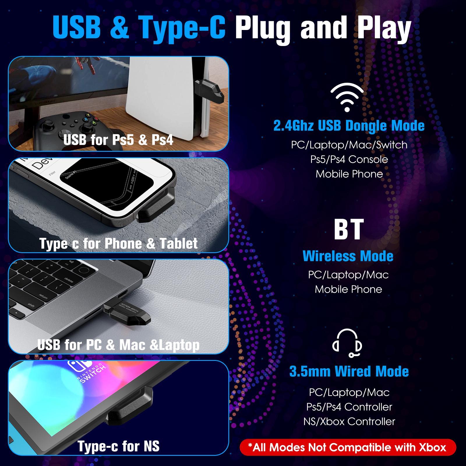 Gs400 Tri-Mode Gaming Headset Bluetooth / Wired